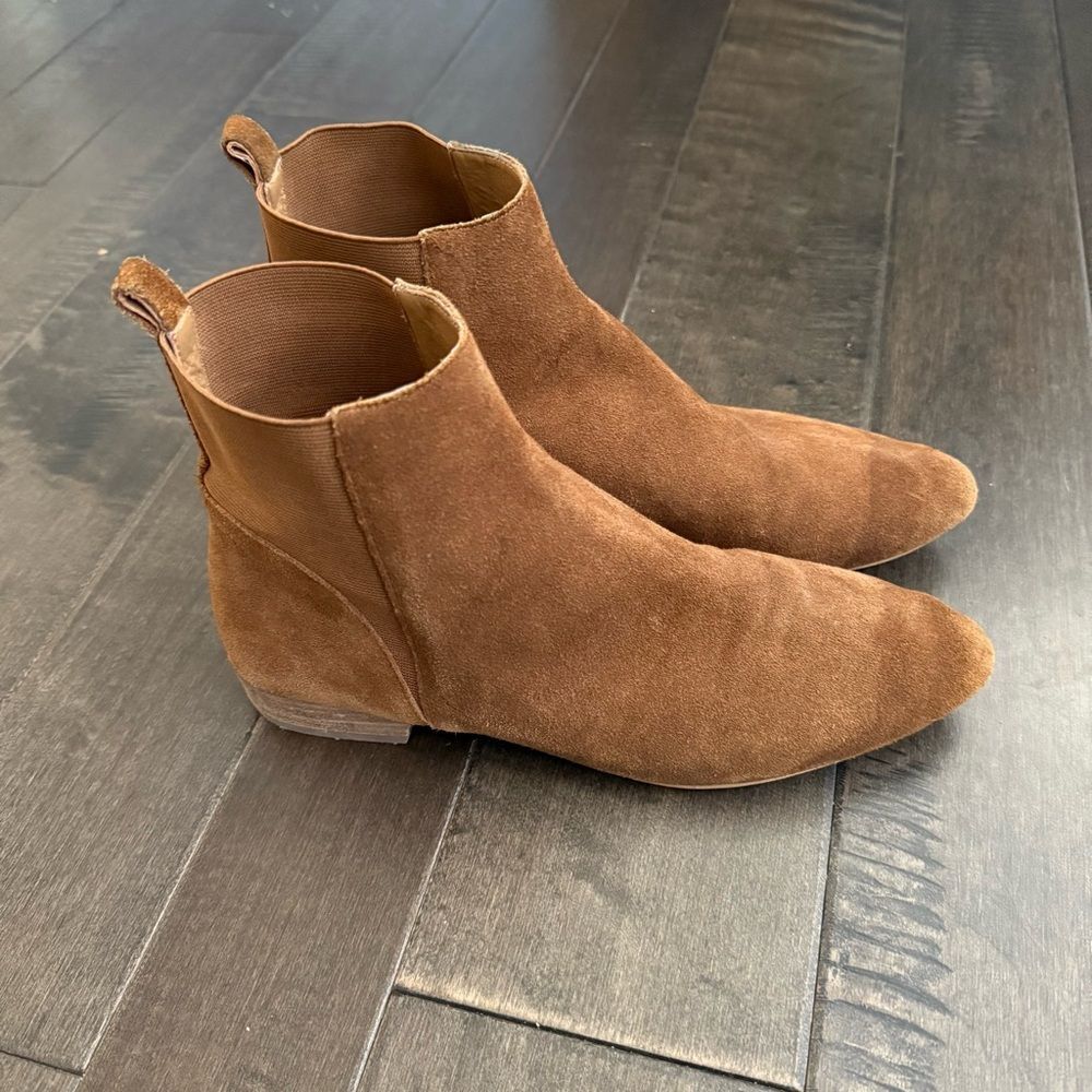 Lucky Brand Gleldo Leather Suede Ankle Boots Booties 9 Brown